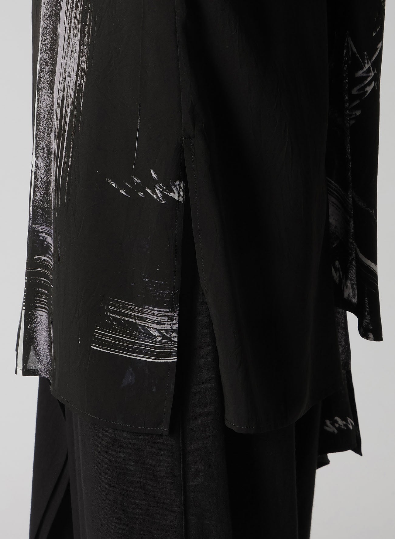 CU/ LAWN BLURRED CHECK BACK TIE BLOUSE