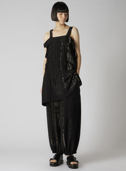 CU/RY HAND PAINTED PLAID PRINT LACE UP BLOUSE