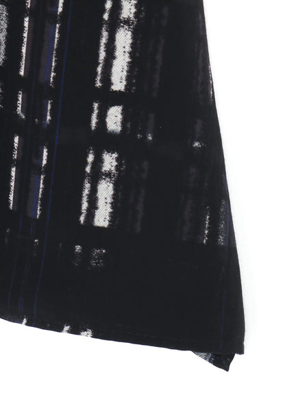 CU/RY HAND PAINTED PLAID PRINT LACE UP BLOUSE