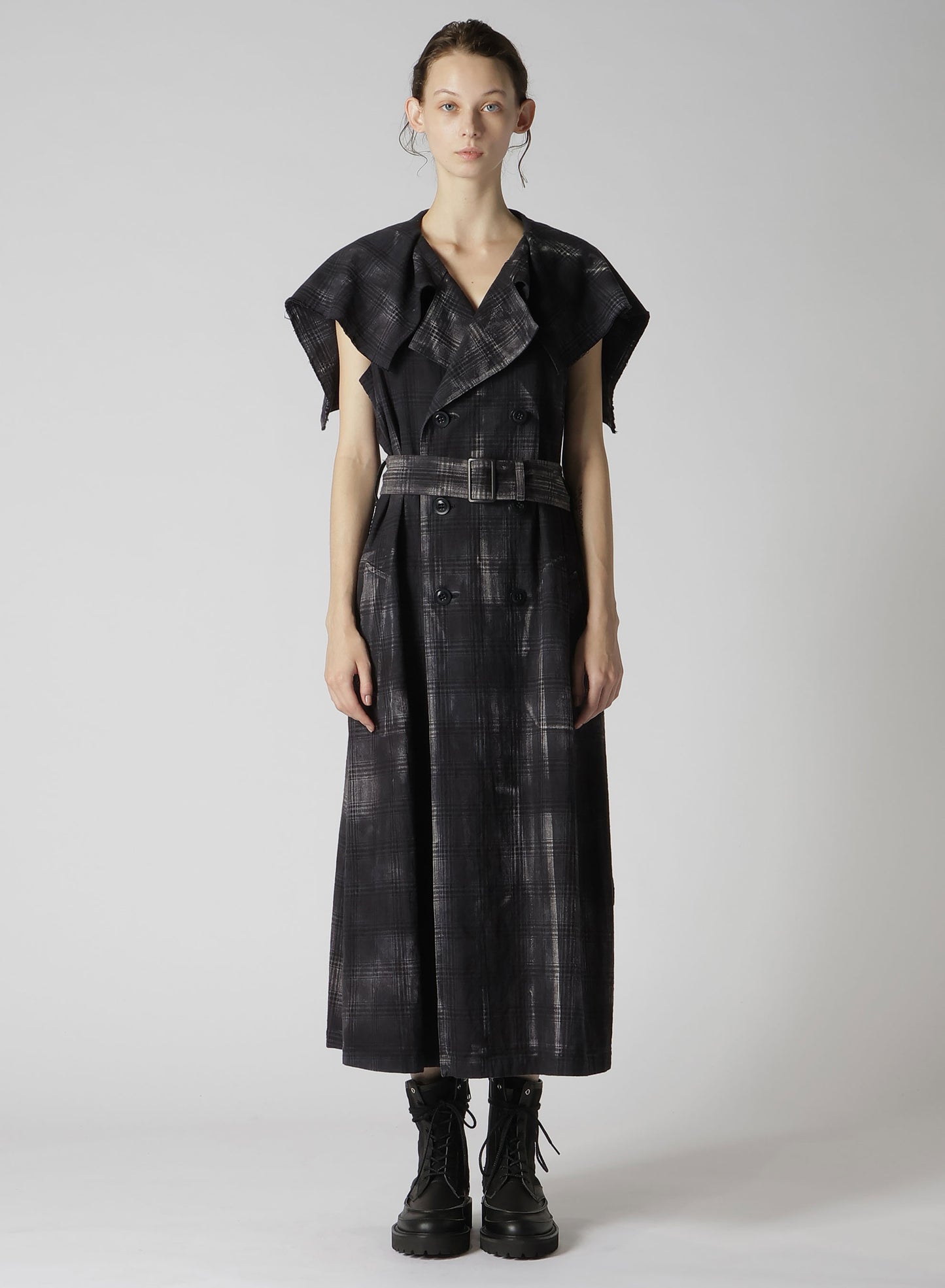 GLEN CHECK SAILOR COLLAR COAT
