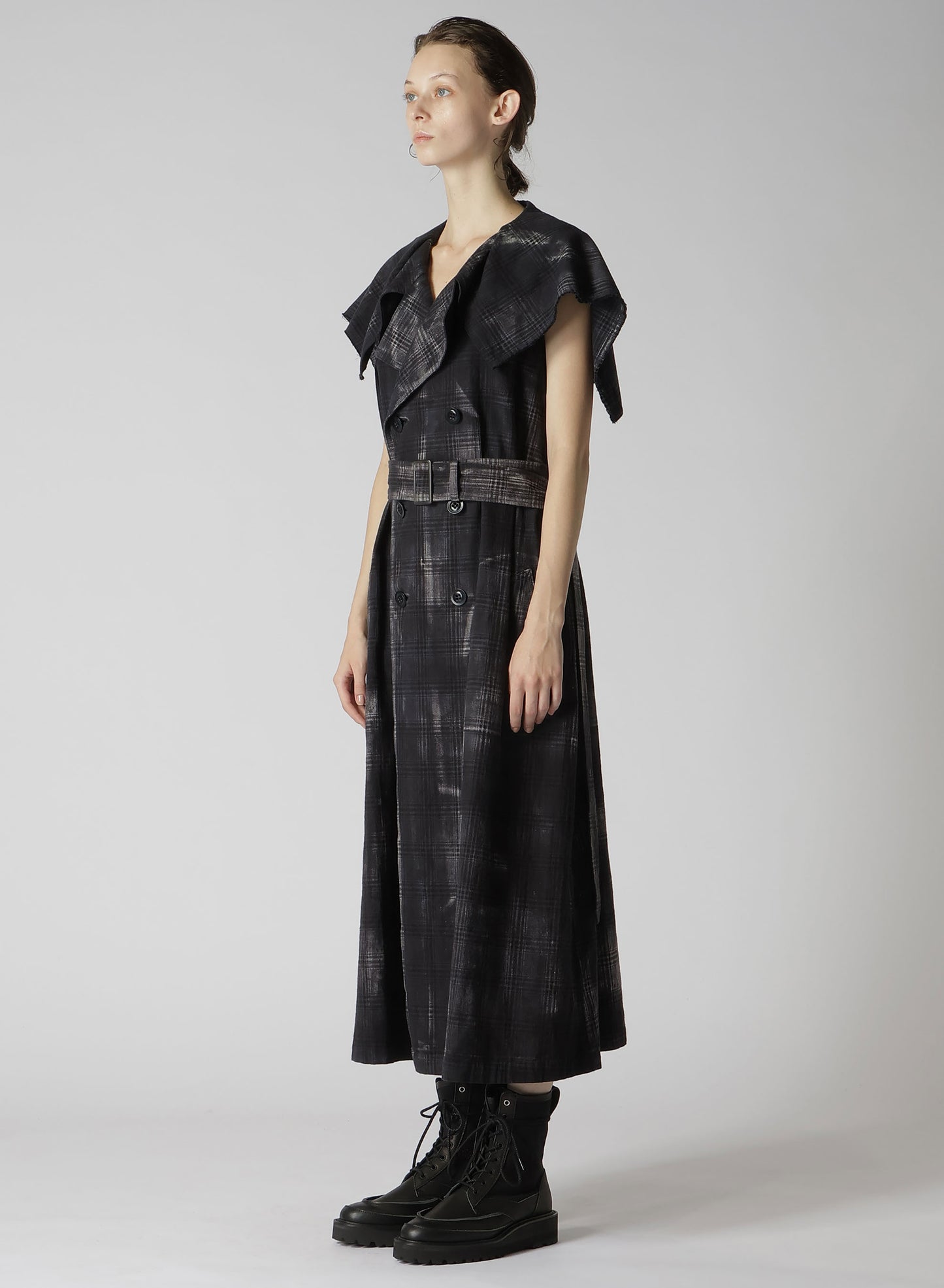 GLEN CHECK SAILOR COLLAR COAT