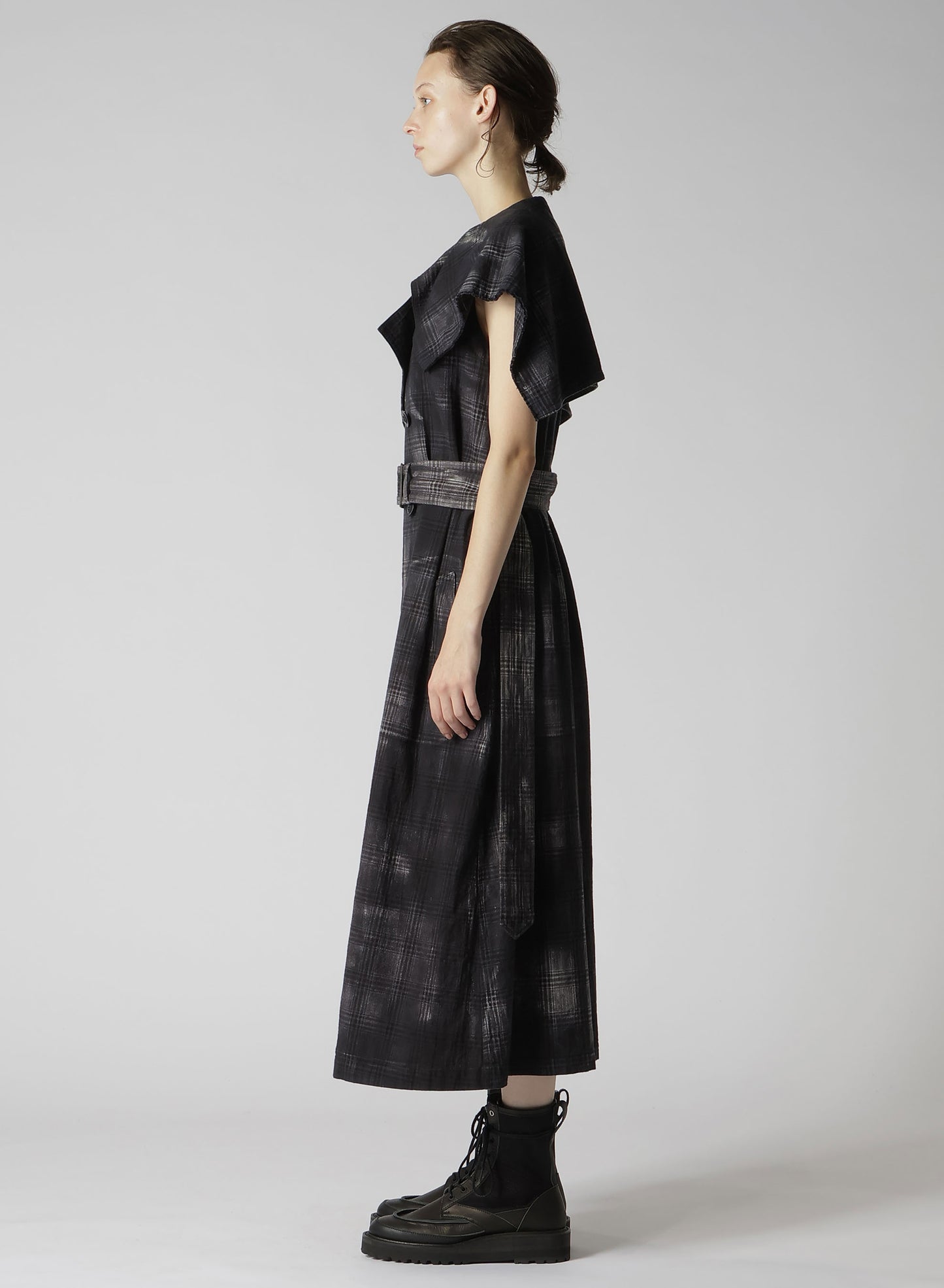 GLEN CHECK SAILOR COLLAR COAT