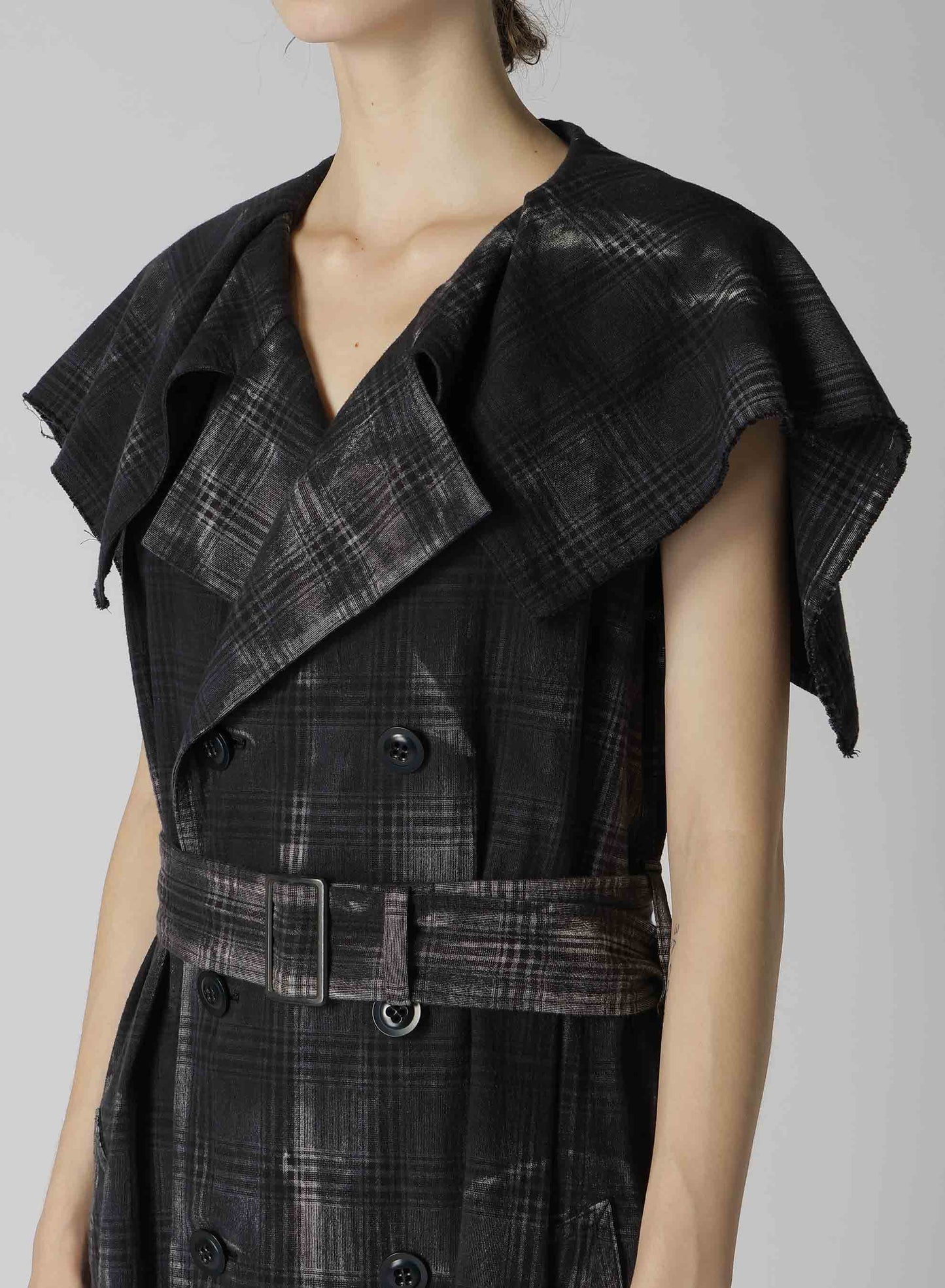 GLEN CHECK SAILOR COLLAR COAT
