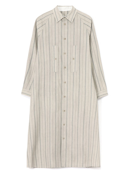 COTTON STRIPE INK DYED CHEST POCKET DRESS