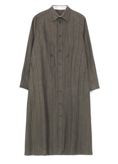 COTTON STRIPE INK DYED CHEST POCKET DRESS