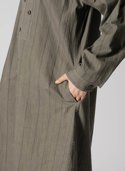 COTTON STRIPE INK DYED CHEST POCKET DRESS