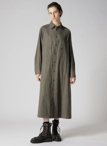 COTTON STRIPE INK DYED CHEST POCKET DRESS
