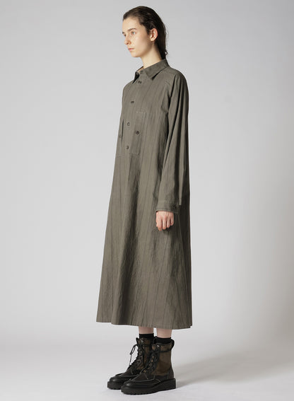 COTTON STRIPE INK DYED CHEST POCKET DRESS