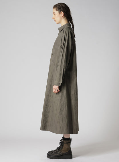 COTTON STRIPE INK DYED CHEST POCKET DRESS