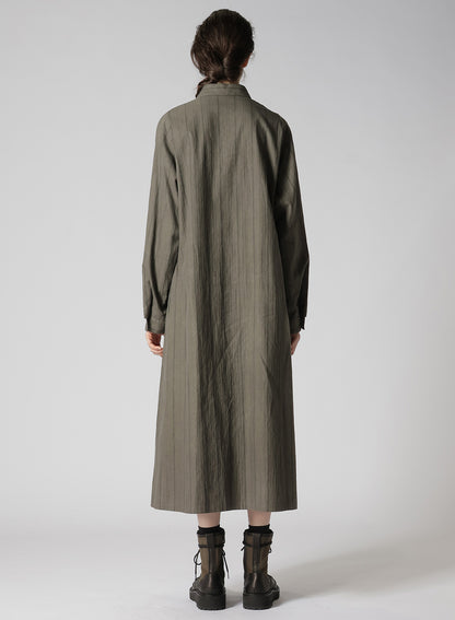 COTTON STRIPE INK DYED CHEST POCKET DRESS