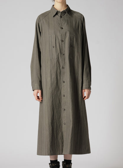 COTTON STRIPE INK DYED CHEST POCKET DRESS