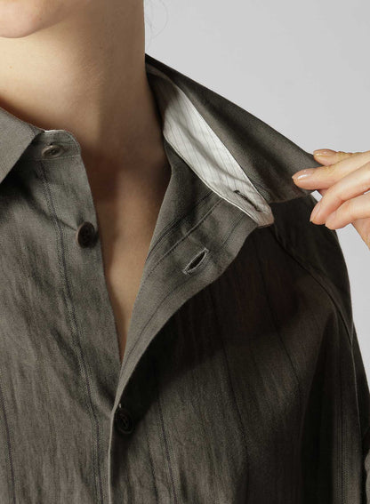 COTTON STRIPE INK DYED CHEST POCKET DRESS
