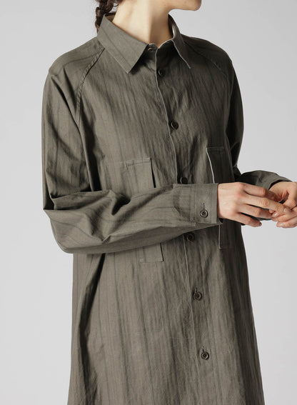 COTTON STRIPE INK DYED CHEST POCKET DRESS