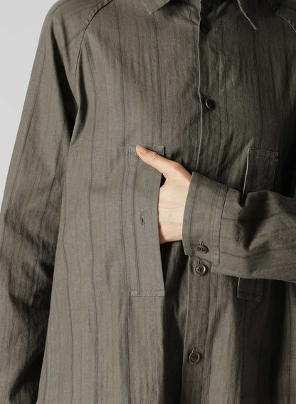 COTTON STRIPE INK DYED CHEST POCKET DRESS