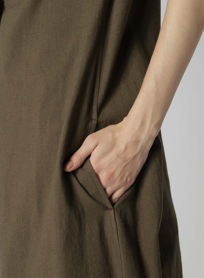 COTTON FLAX POPLIN BACK TIE DRESS