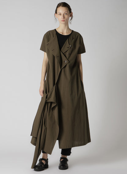 COTTON FLAX POPLIN BACK TIE DRESS