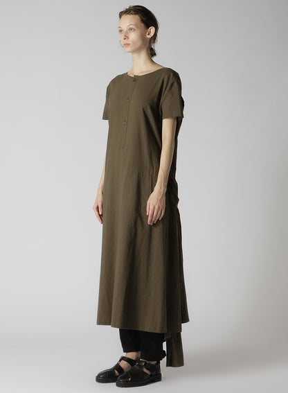 COTTON FLAX POPLIN BACK TIE DRESS
