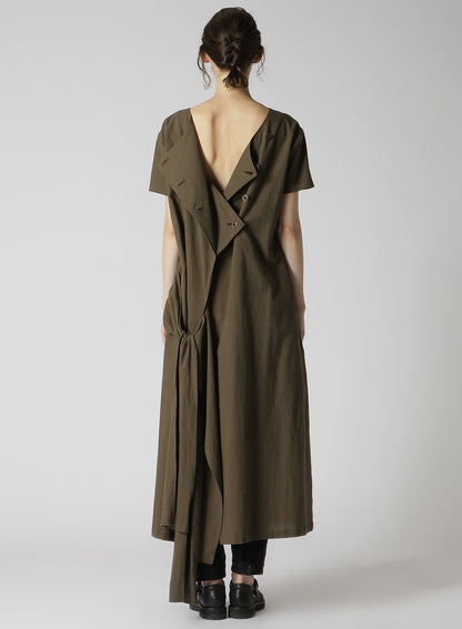 COTTON FLAX POPLIN BACK TIE DRESS