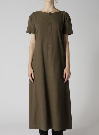 COTTON FLAX POPLIN BACK TIE DRESS