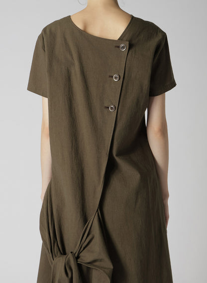 COTTON FLAX POPLIN BACK TIE DRESS
