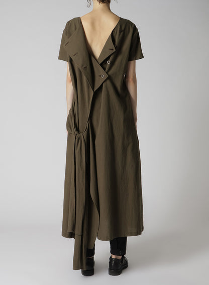 COTTON FLAX POPLIN BACK TIE DRESS