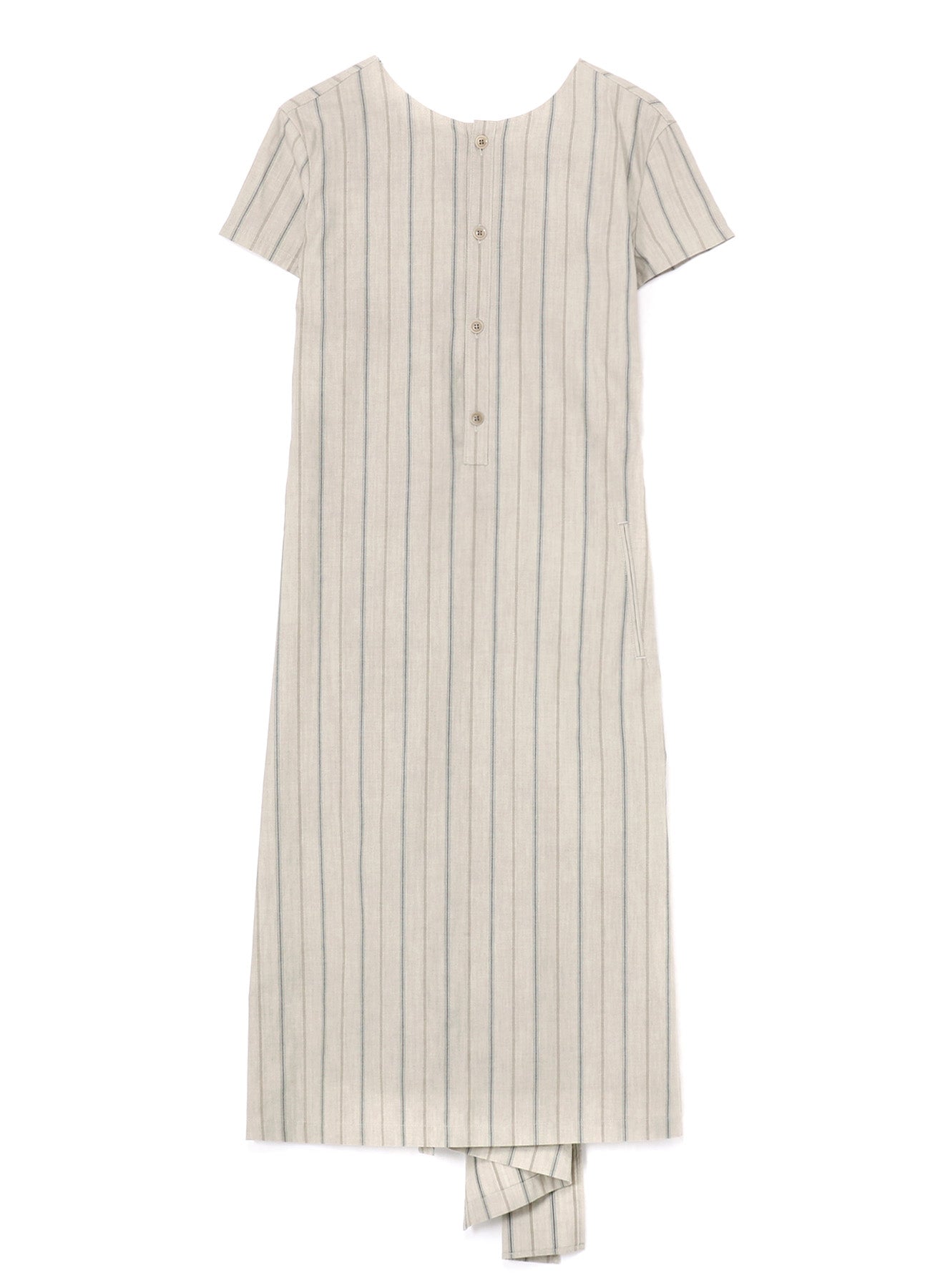 COTTON STRIPE INK DYED BACK TIE DRESS