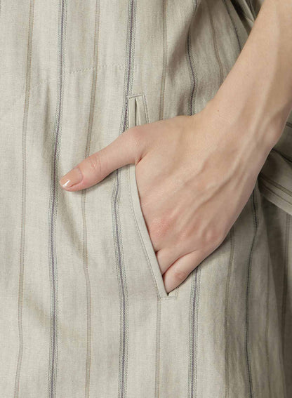 COTTON STRIPE INK DYED BACK TIE DRESS