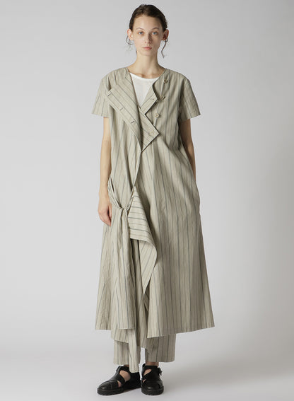 COTTON STRIPE INK DYED BACK TIE DRESS