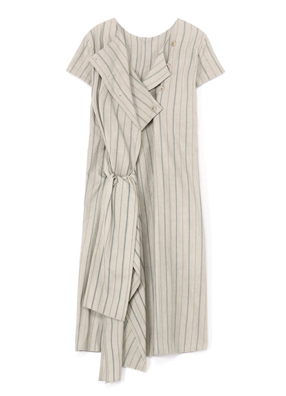COTTON STRIPE INK DYED BACK TIE DRESS