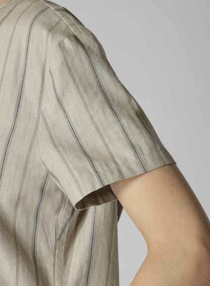 COTTON STRIPE INK DYED BACK TIE DRESS