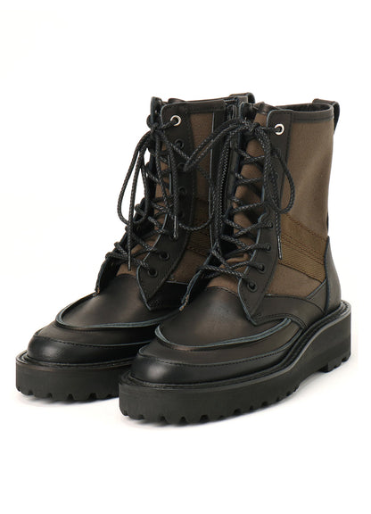COTTON DUCK/LEATHER COMBINATION MILITARY BOOTS