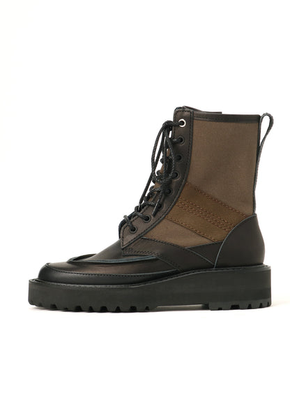 COTTON DUCK/LEATHER COMBINATION MILITARY BOOTS