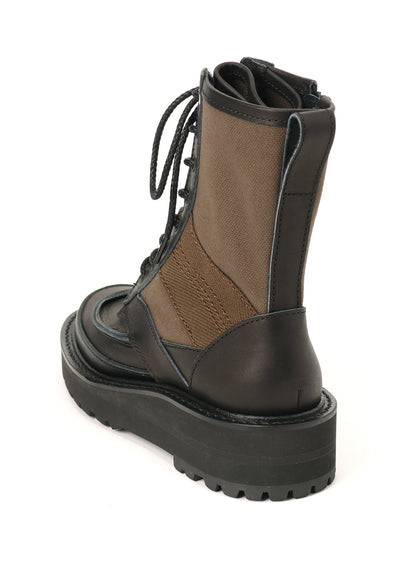 COTTON DUCK/LEATHER COMBINATION MILITARY BOOTS