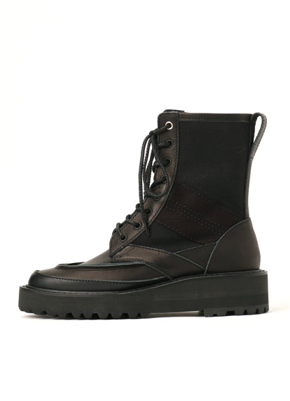 COTTON DUCK/LEATHER COMBINATION MILITARY BOOTS