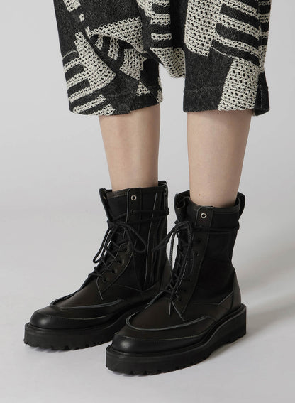 COTTON DUCK/LEATHER COMBINATION MILITARY BOOTS