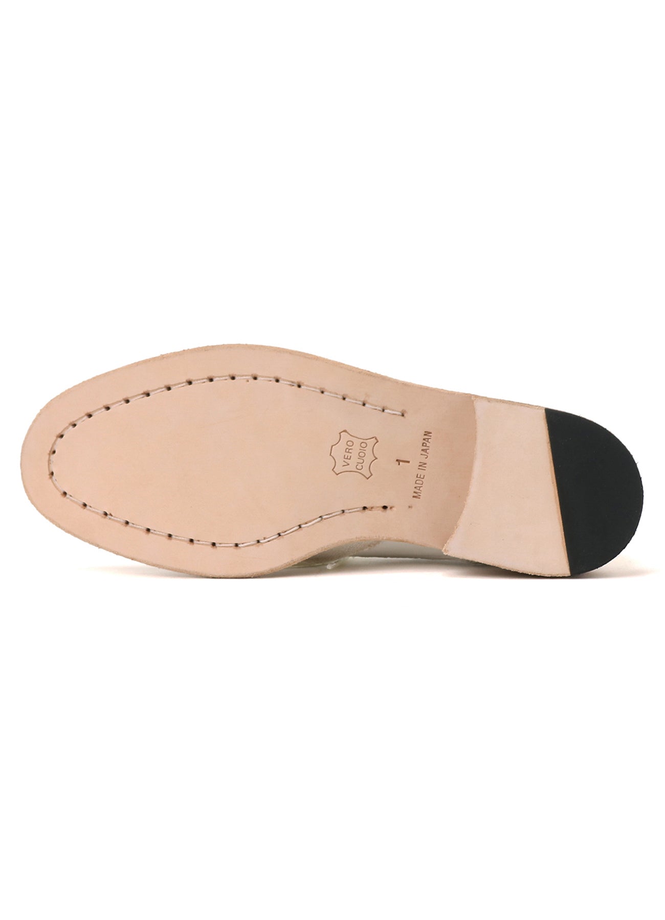 COTTON LINEN/LEATHER COMBINATION WING CHIP SHOES