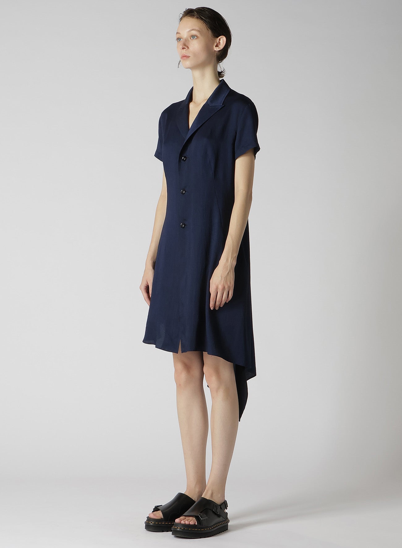 CUPRO DUNGAREE TWILL ASYMMETRY SHIRT JACKET