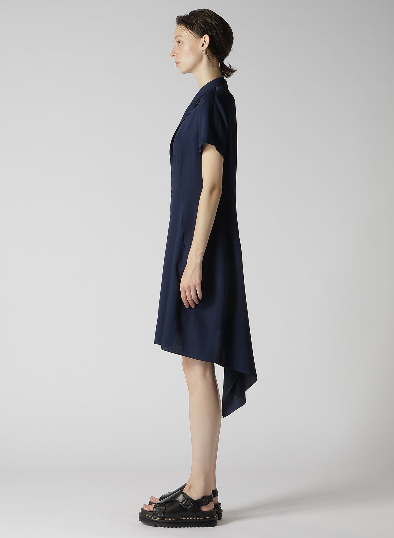 CUPRO DUNGAREE TWILL ASYMMETRY SHIRT JACKET