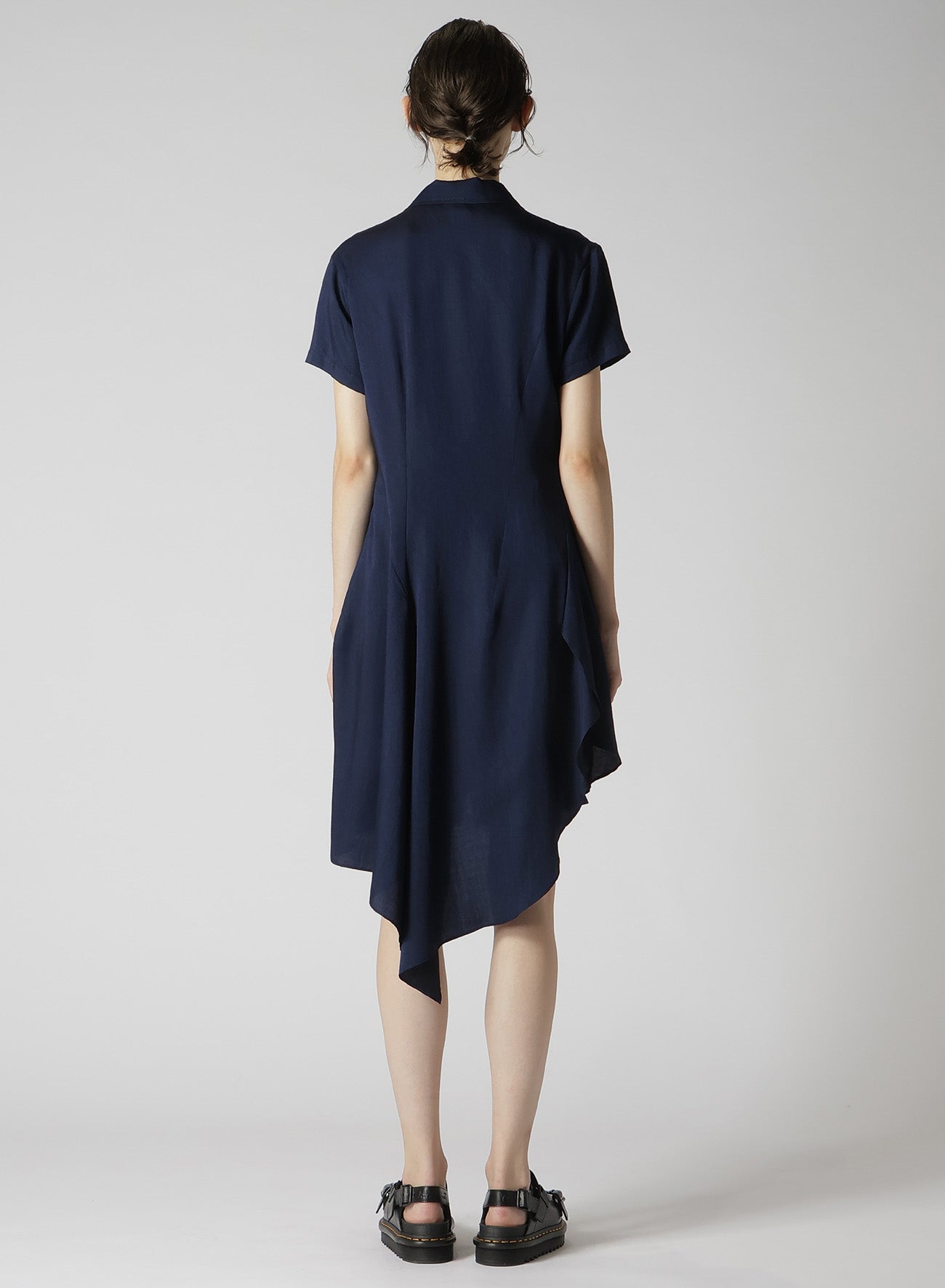 CUPRO DUNGAREE TWILL ASYMMETRY SHIRT JACKET