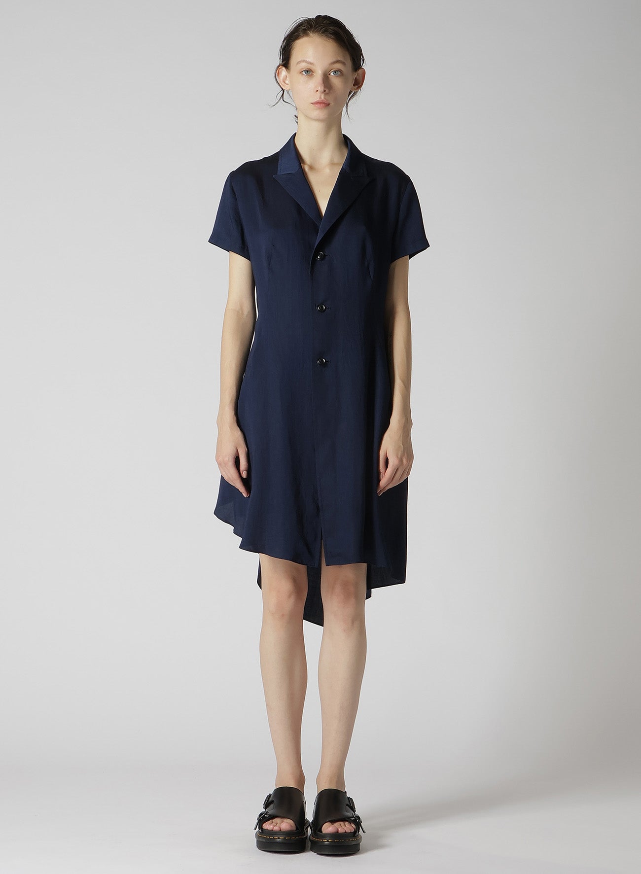CUPRO DUNGAREE TWILL ASYMMETRY SHIRT JACKET