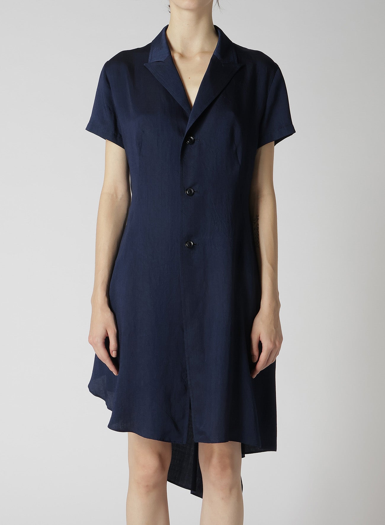 CUPRO DUNGAREE TWILL ASYMMETRY SHIRT JACKET