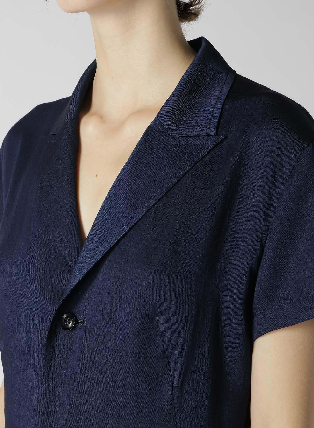 CUPRO DUNGAREE TWILL ASYMMETRY SHIRT JACKET