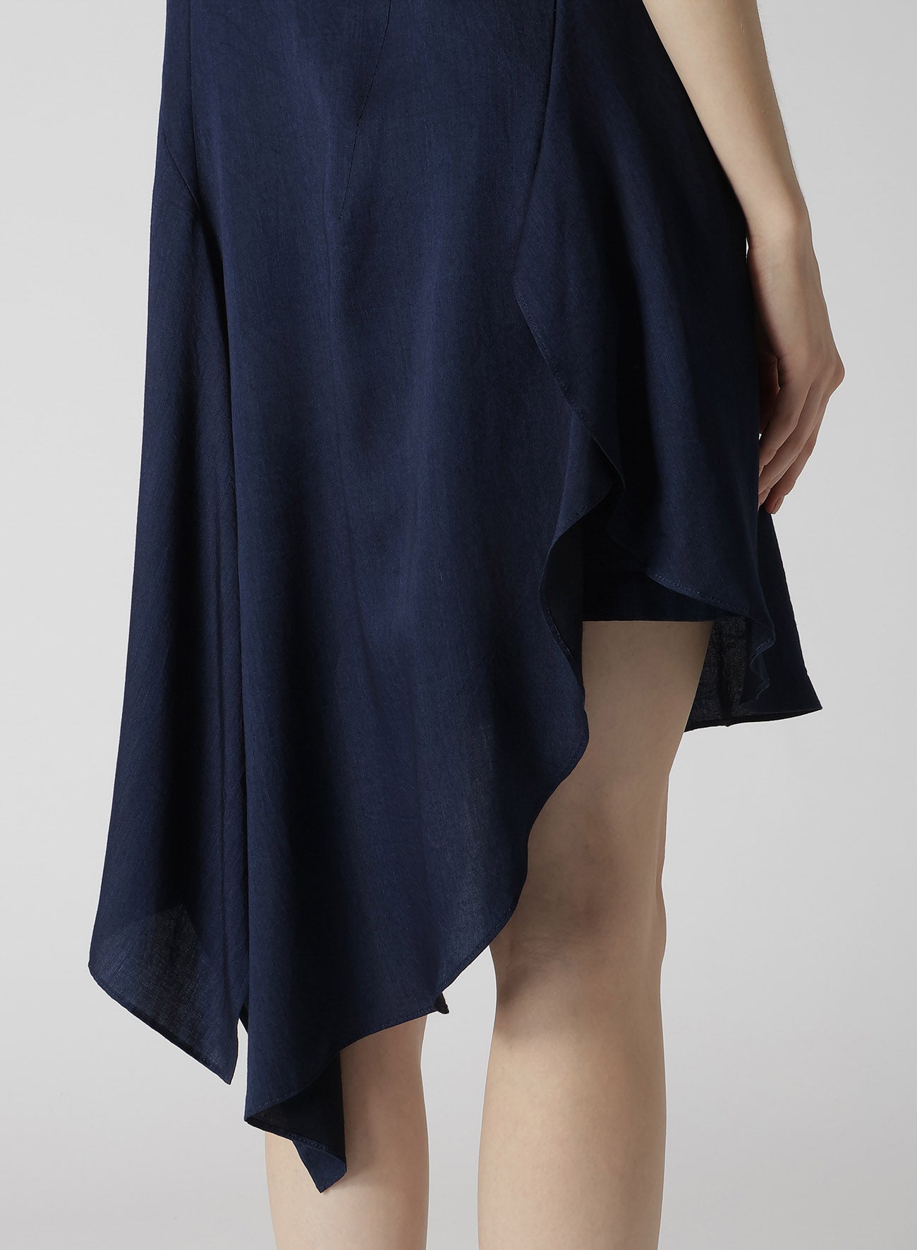 CUPRO DUNGAREE TWILL ASYMMETRY SHIRT JACKET