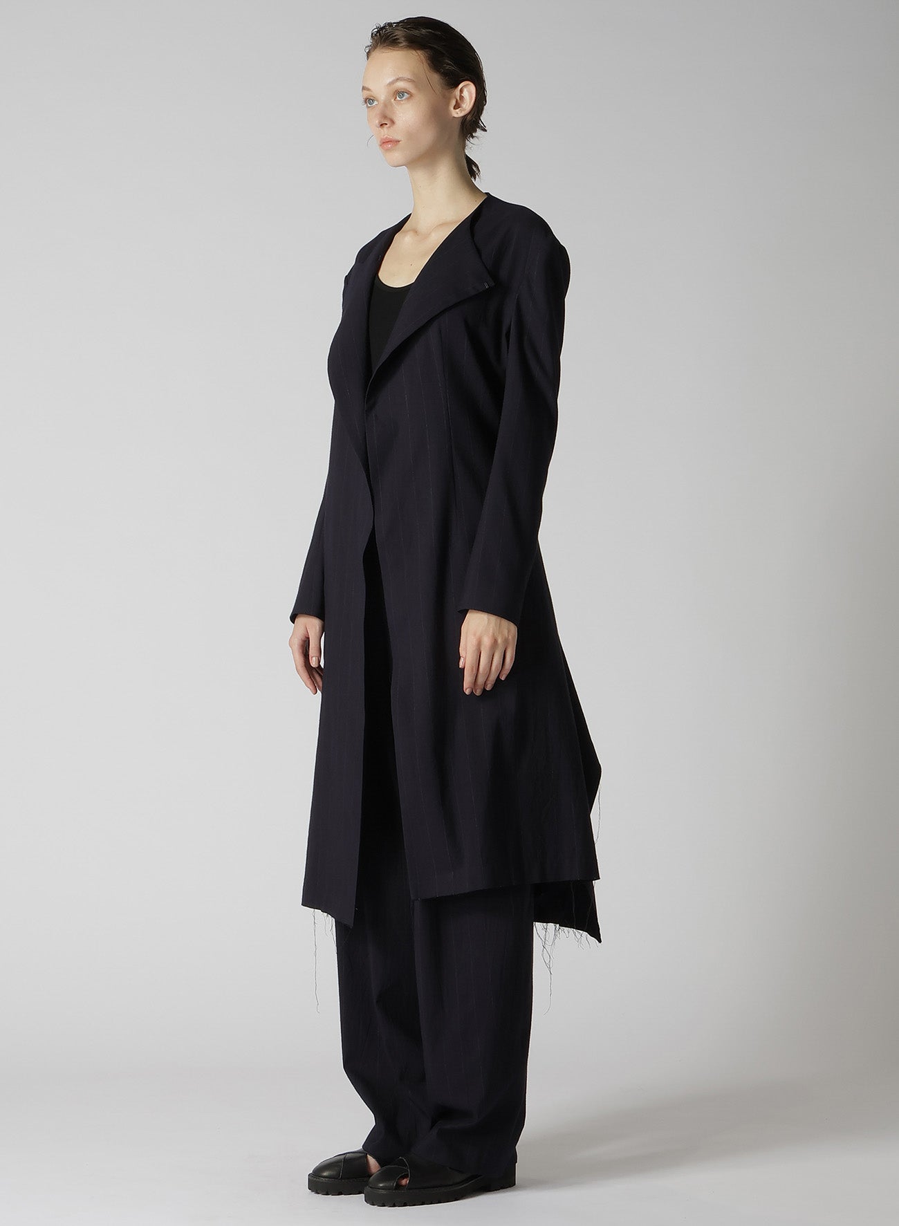 W/RY LIGHT STRIPE COLLAR LESS JACKET