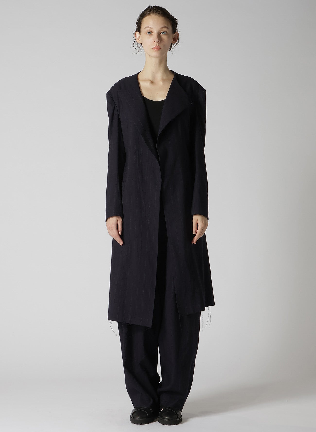 W/RY LIGHT STRIPE COLLAR LESS JACKET