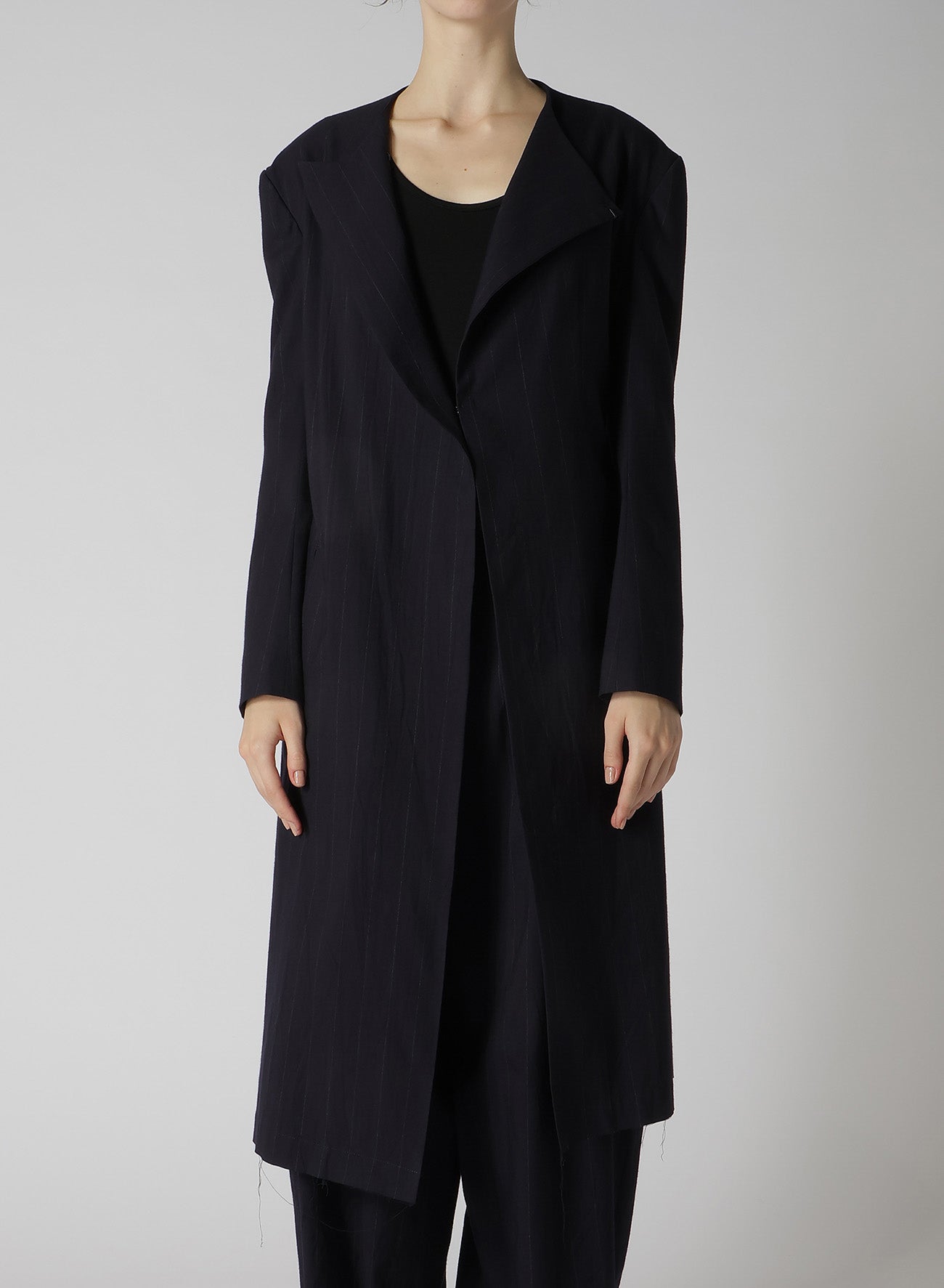 W/RY LIGHT STRIPE COLLAR LESS JACKET