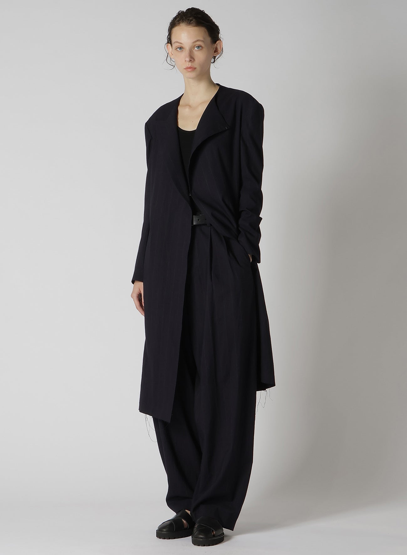 W/RY LIGHT STRIPE COLLAR LESS JACKET