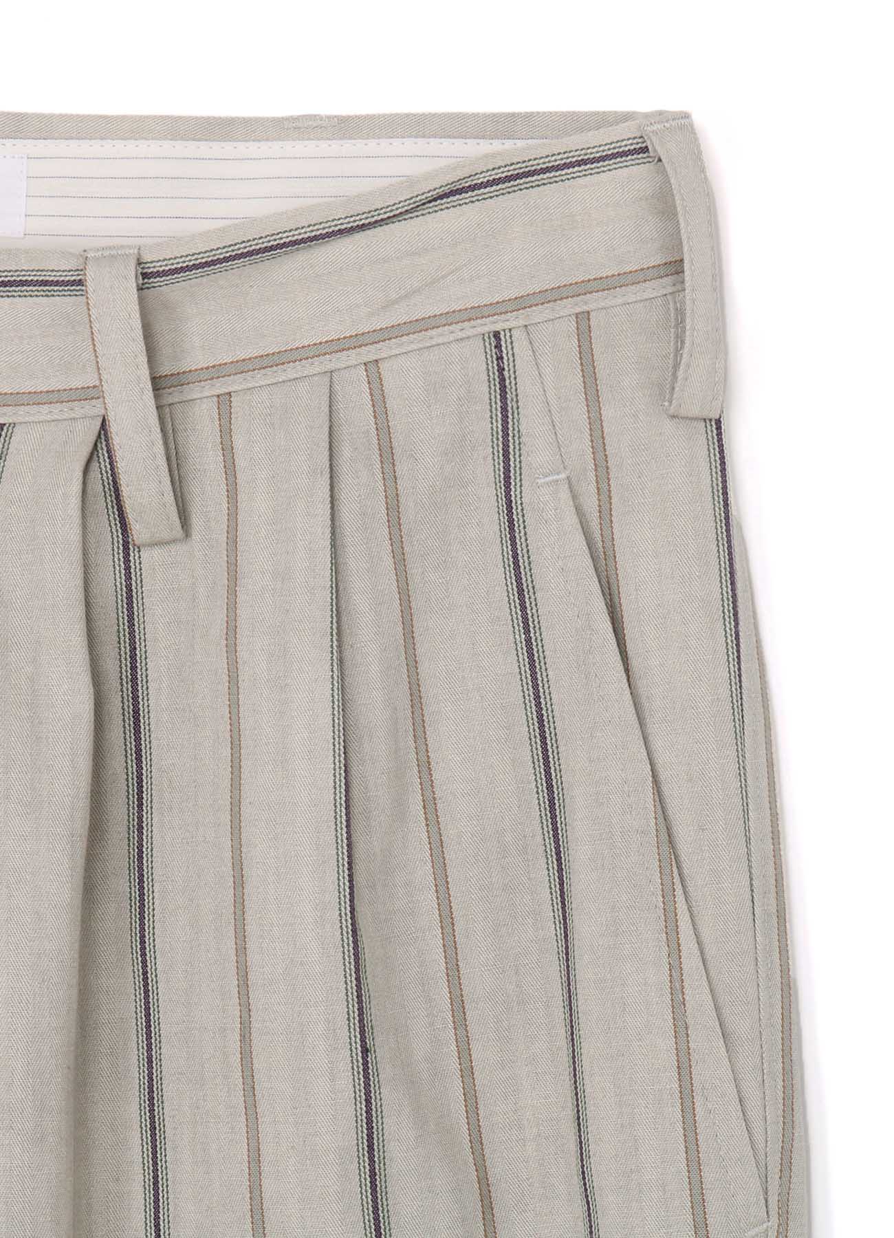 COTTON STRIPE INK DYED DOUBLE TUCK TAPERED PANTS