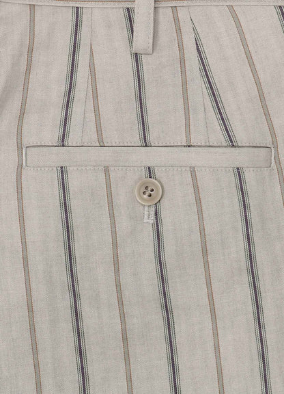 COTTON STRIPE INK DYED DOUBLE TUCK TAPERED PANTS