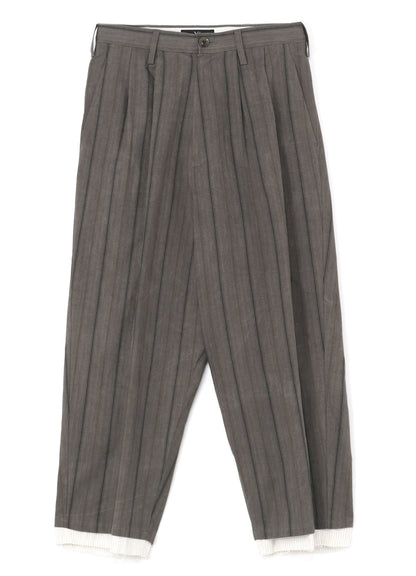 COTTON STRIPE INK DYED DOUBLE TUCK TAPERED PANTS